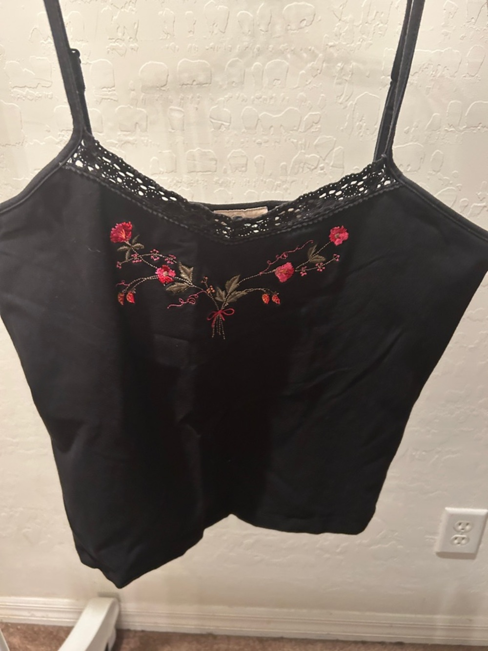 St. John's Bay Black Cami with Pink Floral Embroidery - Picture 16 of 16